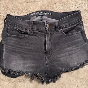 American Eagle Black Distressed Denim Cutoff Shorts
